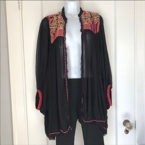 Zara Woman’s Sheer Black Embroidered Open Cardigan